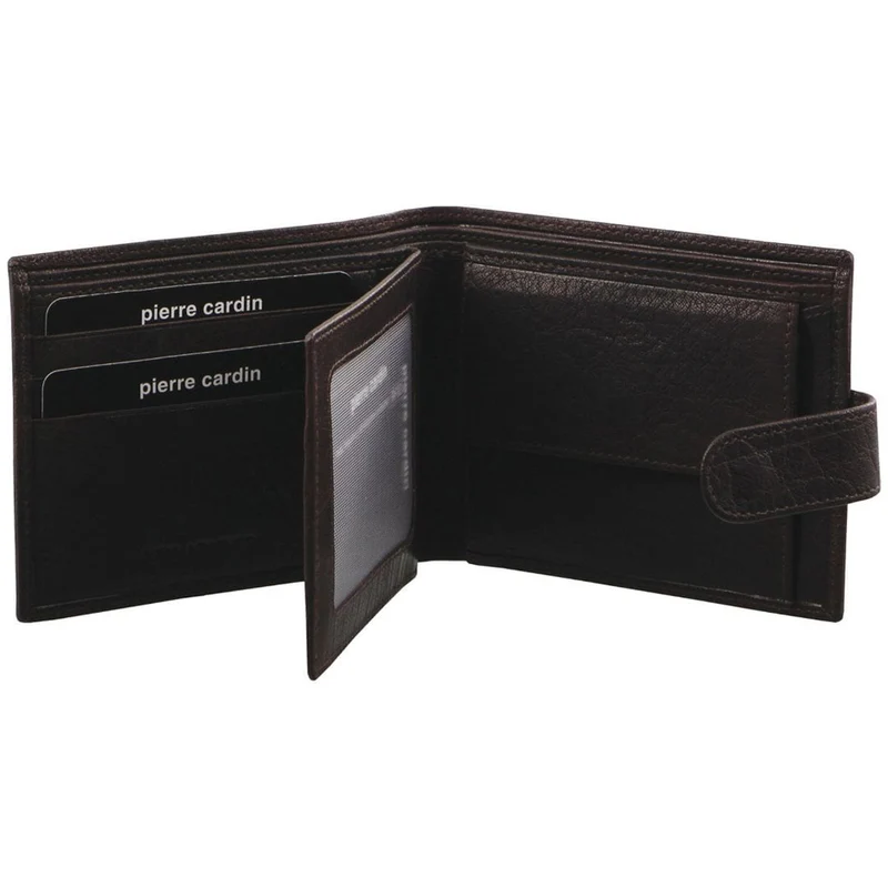 Pierre Cardin Men's Rustic Leather Bi-Fold Cash/Card Wallet Brown