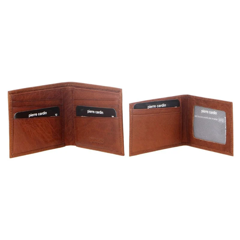 Pierre Cardin Men's Rustic Leather Bi-Fold RFID Protected Wallet 11cm Chestnut
