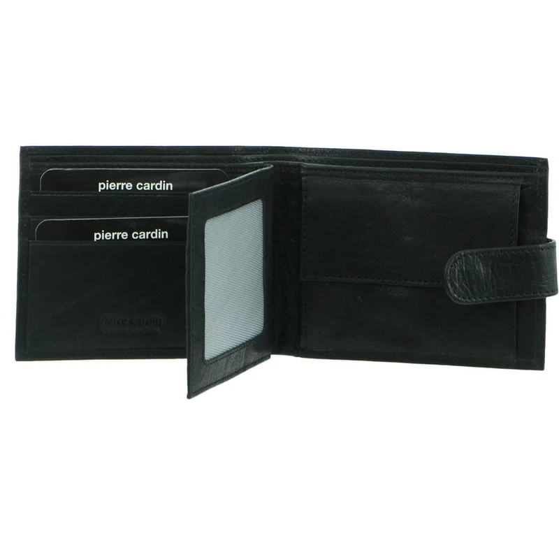 Pierre Cardin Men's Rustic Leather Bi-Fold Cash/Card Wallet Black