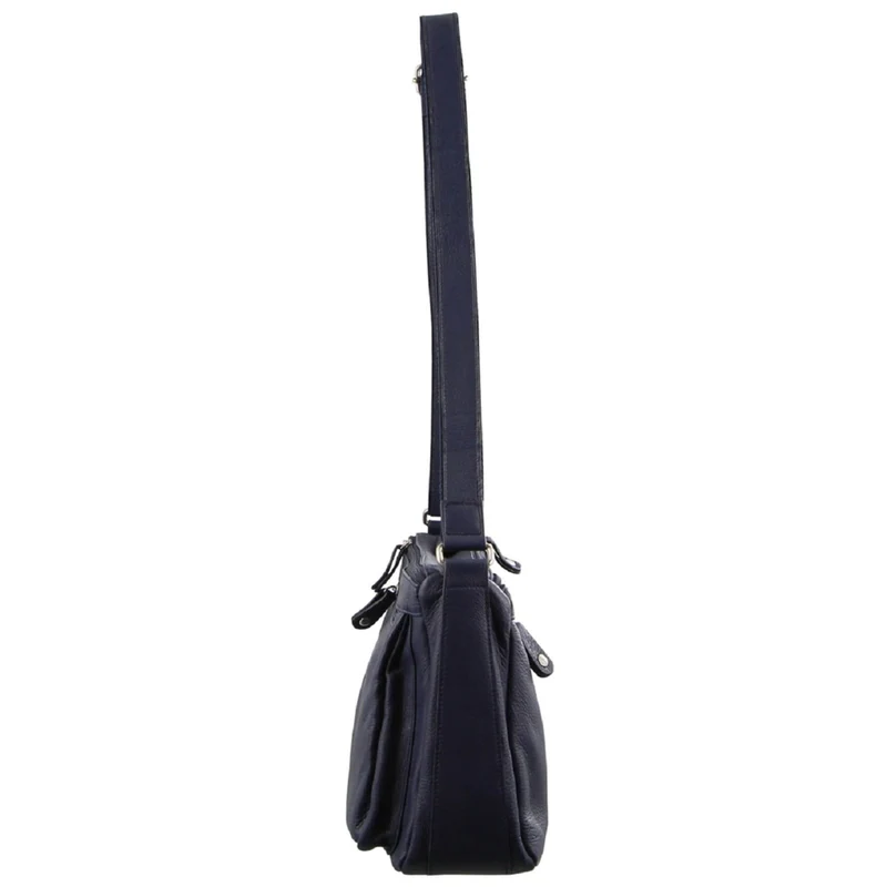 Milleni Women's Nappa Leather Shoulder Crossbody Bag 35x22cm Navy