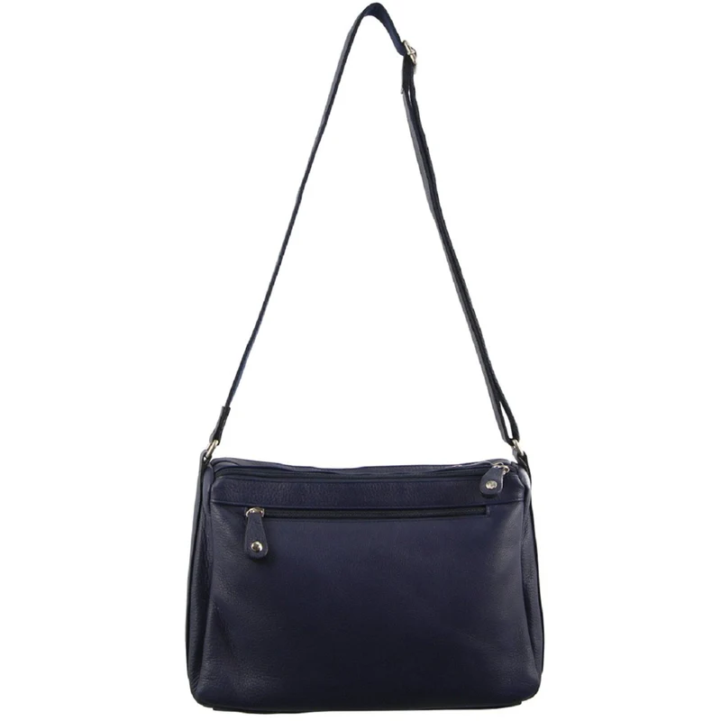 Milleni Women's Nappa Leather Shoulder Crossbody Bag 35x22cm Navy