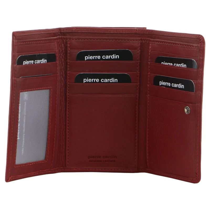 Pierre Cardin Women's Leather Tri-Fold Protected RFID Wallet 14cm Red