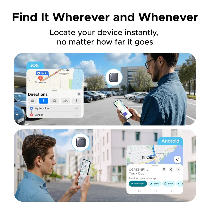 UGREEN Finder Pro USB-C Bluetooth Tracker for Apple & Google [2 Pack]