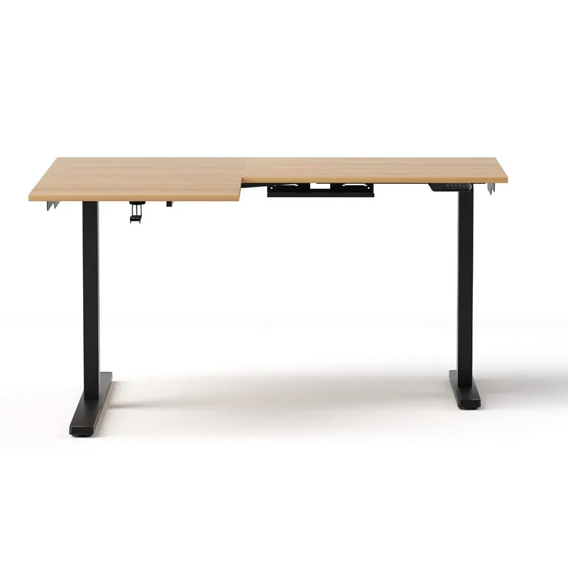Artiss L‑Shape Electric Motorised Sit‑Stand Standing Desk Height Adjustable - Natural/Black