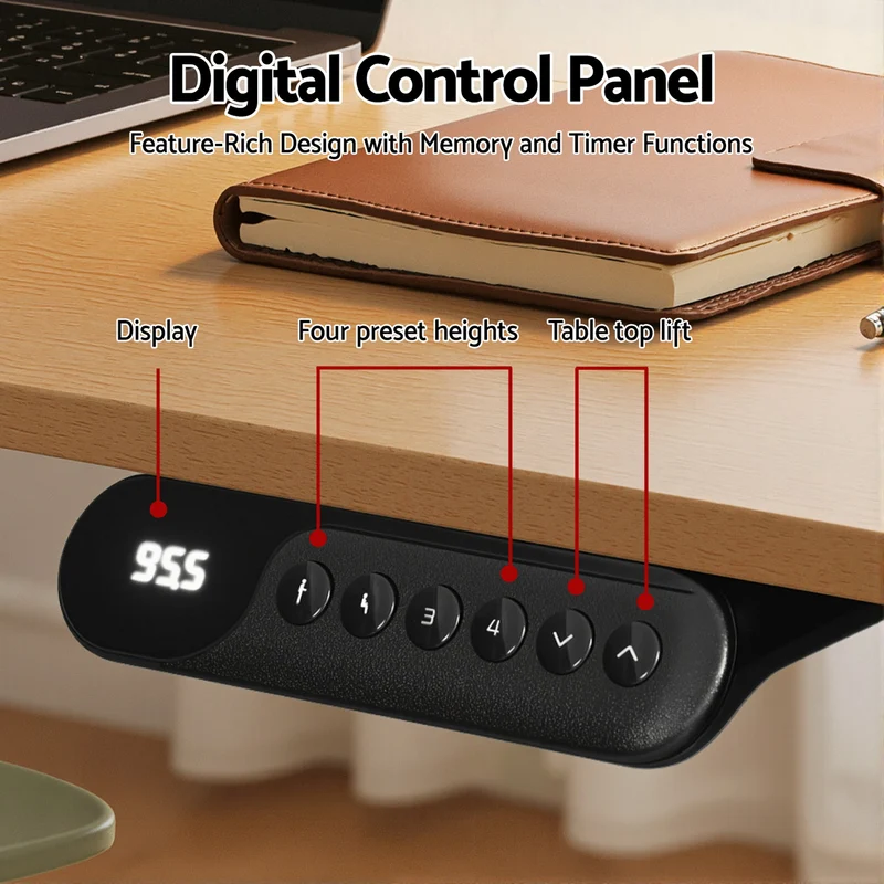 Artiss L‑Shape Electric Motorised Sit‑Stand Standing Desk Height Adjustable - Natural/Black