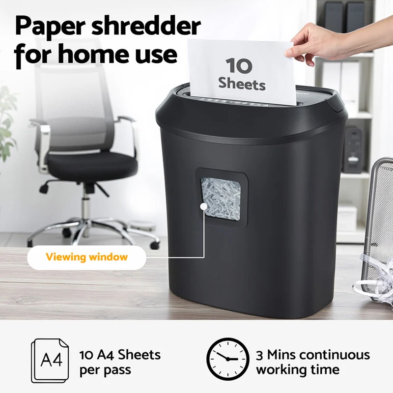 Devanti Electric Paper Shredder for Home Office 10 A4 Paper Sheet Cross-Cut Paper