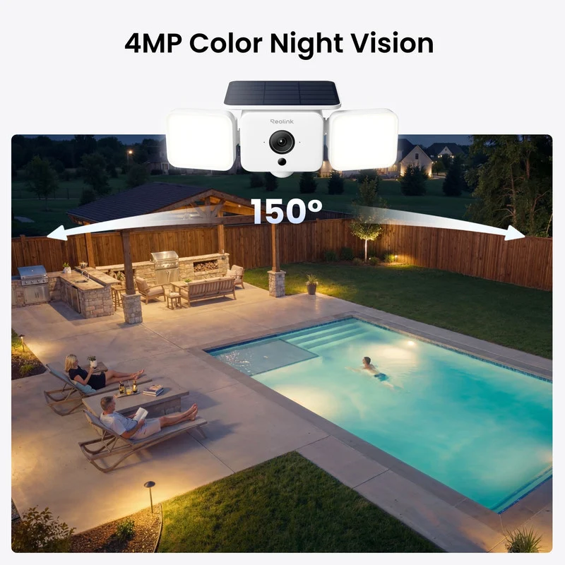 Reolink Solar Floodlight Cam All-in-One Solar Security Camera 2K 4MP Ultra-Wide View