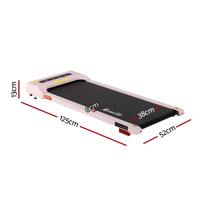 Everfit Treadmill Electric Walking Pad Incline Under Desk Home Gym 380mm (Pink)