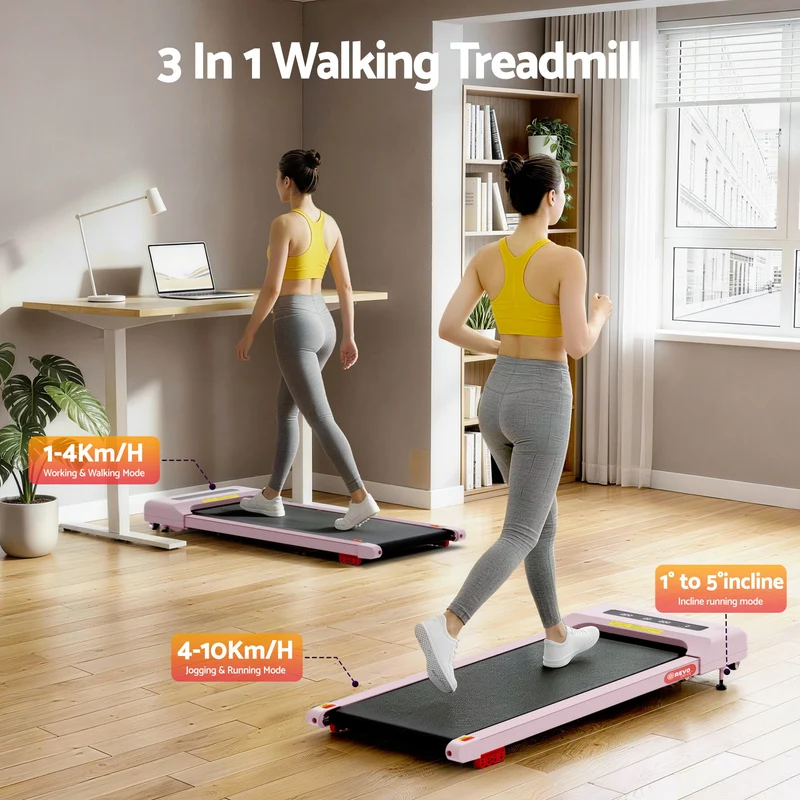 Everfit Treadmill Electric Walking Pad Incline Under Desk Home Gym 380mm (Pink)