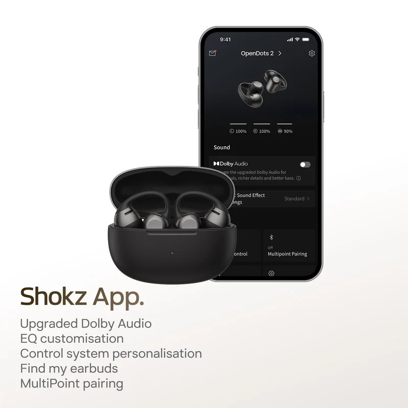 Shokz OpenDots 2 Open-Ear Earbuds (Black)