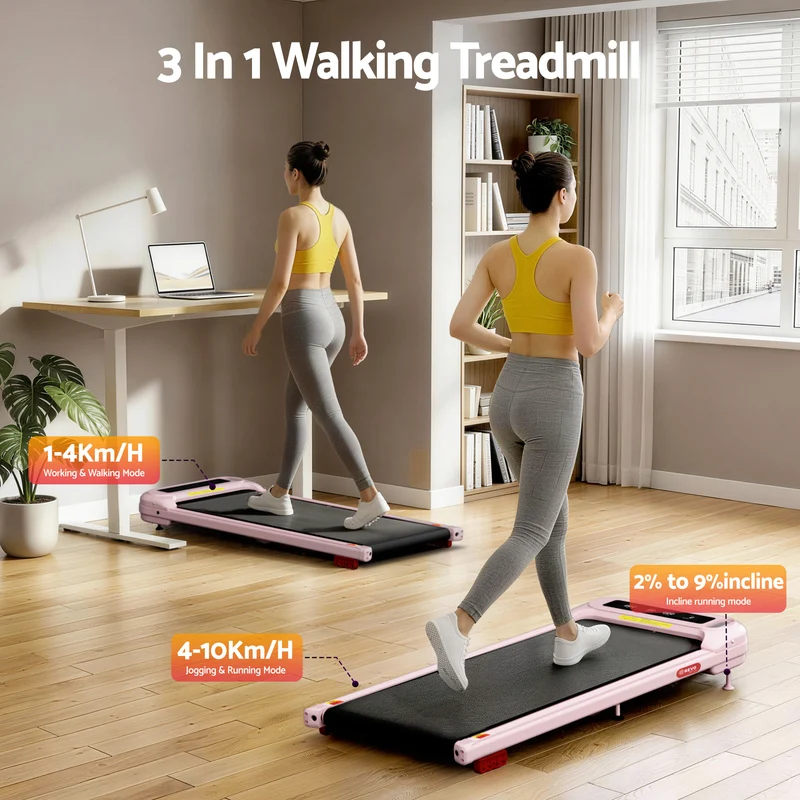 Everfit Treadmill Electric Walking Pad with Incline Under Desk Home Gym (Pink)