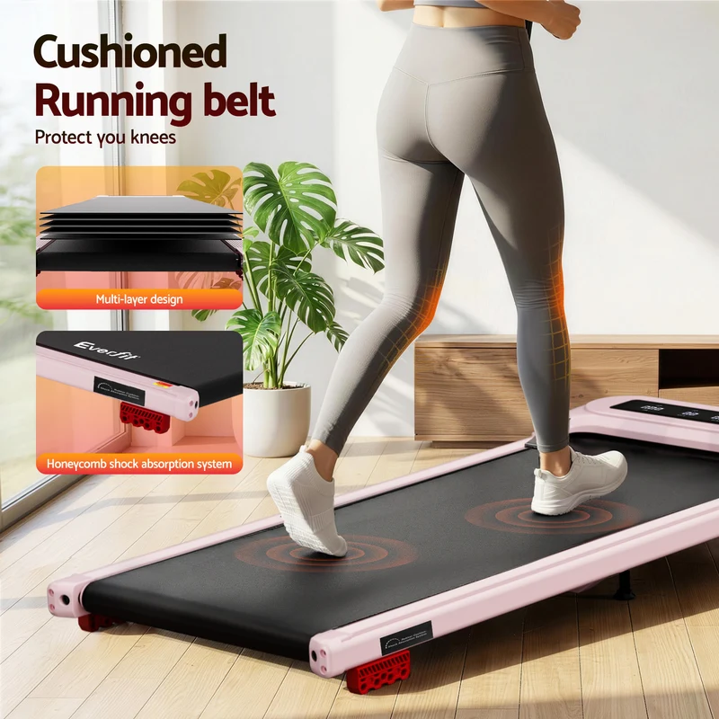 Everfit Treadmill Electric Walking Pad with Incline Under Desk Home Gym (Pink)