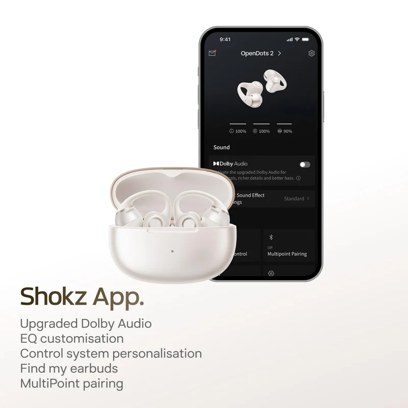 Shokz OpenDots 2 Open-Ear Earbuds (Pearl White)