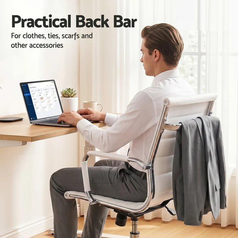 Artiss Office Chair Conference Chairs PU Leather Mid Back (White)