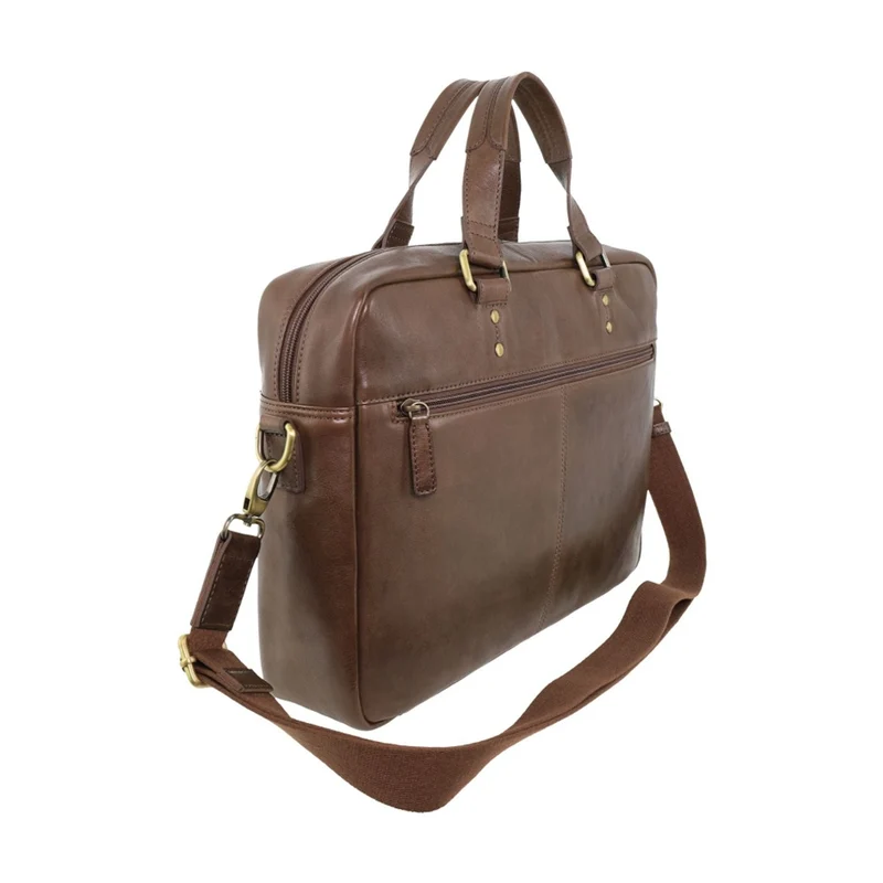 Pierre Cardin Men's Leather Rustic Business/Laptop Shoulder Bag 41x29cm Oak