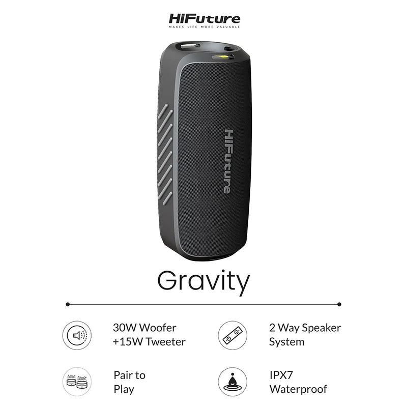 HiFuture Gravity 45W Portable Bluetooth Speaker with LED Lights (Black)