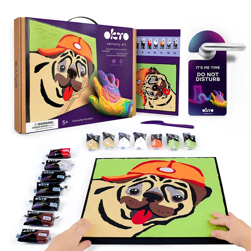 Okto Coloring with Clay Set by Numbers 29x29cm - Pug Dog