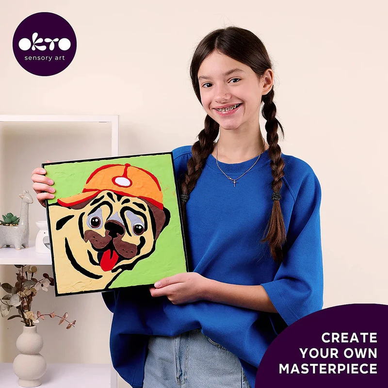 Okto Coloring with Clay Set by Numbers 29x29cm - Pug Dog