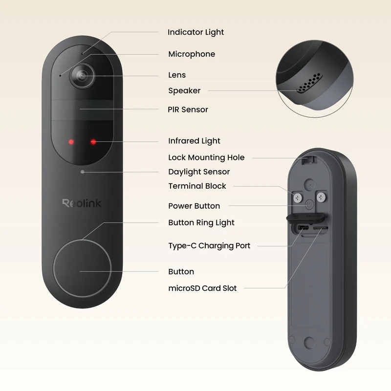 Reolink 2K 4MP Battery Video Doorbell Camera Head-to-Toe View, 2.4/5 GHz WiFi Two-Way Talk