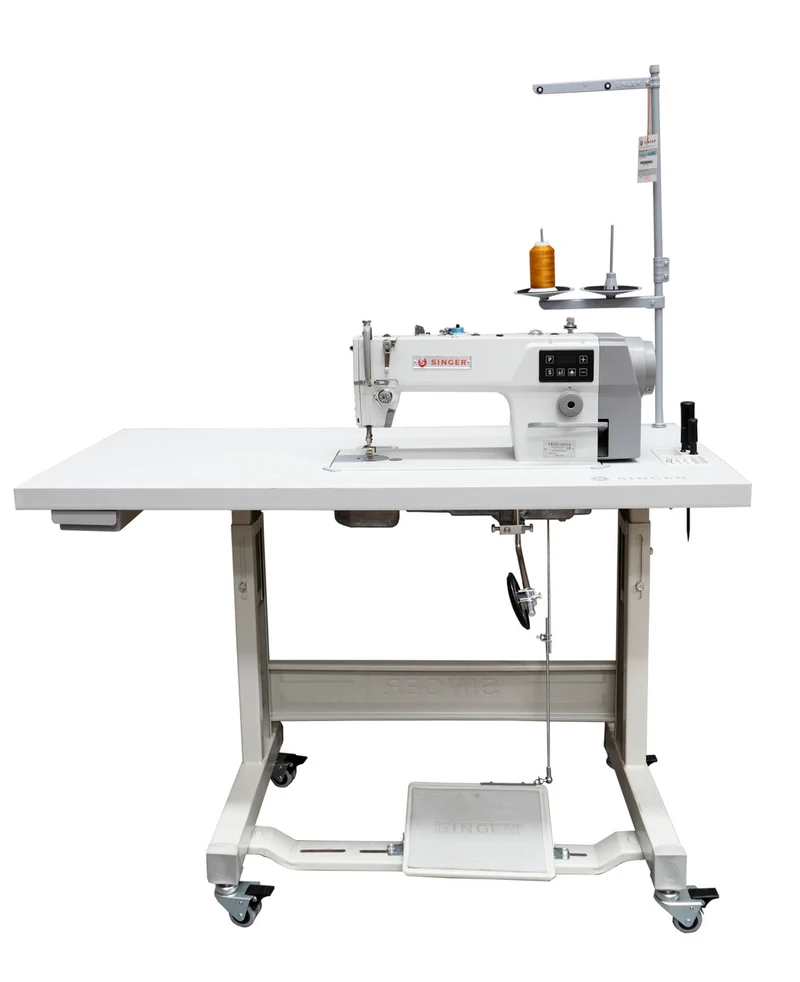 Singer 142G E Series Single Needle Integrated Lockstitch Industrial Sewing Machine with Table - Fabric Light to Medium
