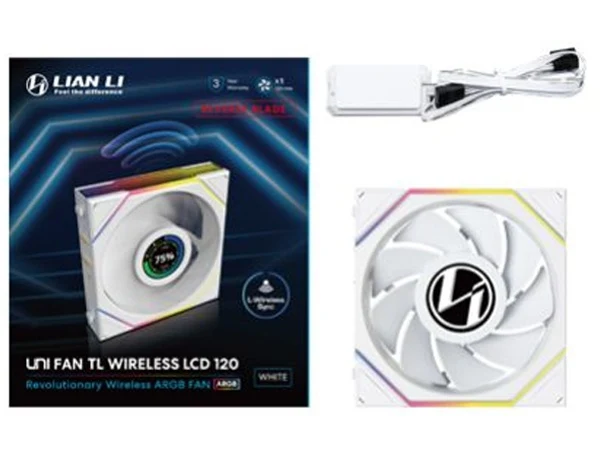 Lian Li Uni Fan TL LCD 120 Wireless Reverse Blade Fan - White (12RTLLCD1W1W)