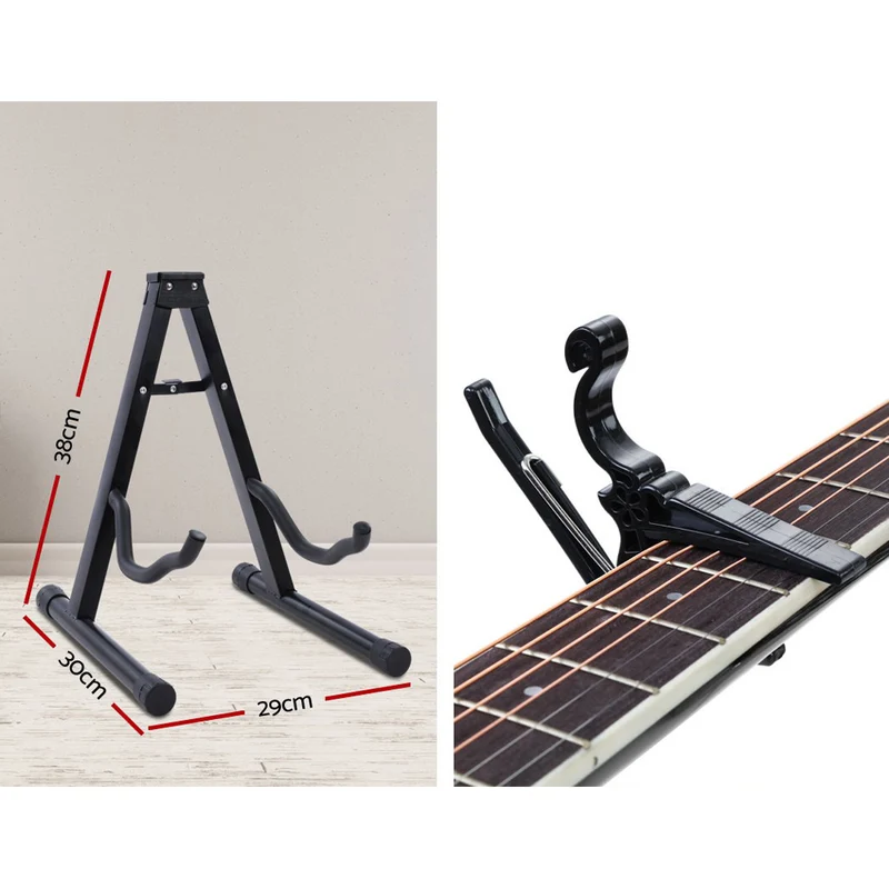 Alpha 41" Acoustic Guitar Equaliser Electric Output Cutaway with Stand Wood