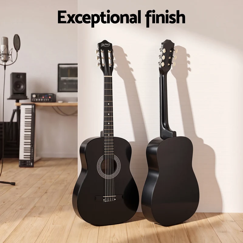 Alpha 38" Acoustic Guitar Full Size Classical Cutaway Nylon String Black