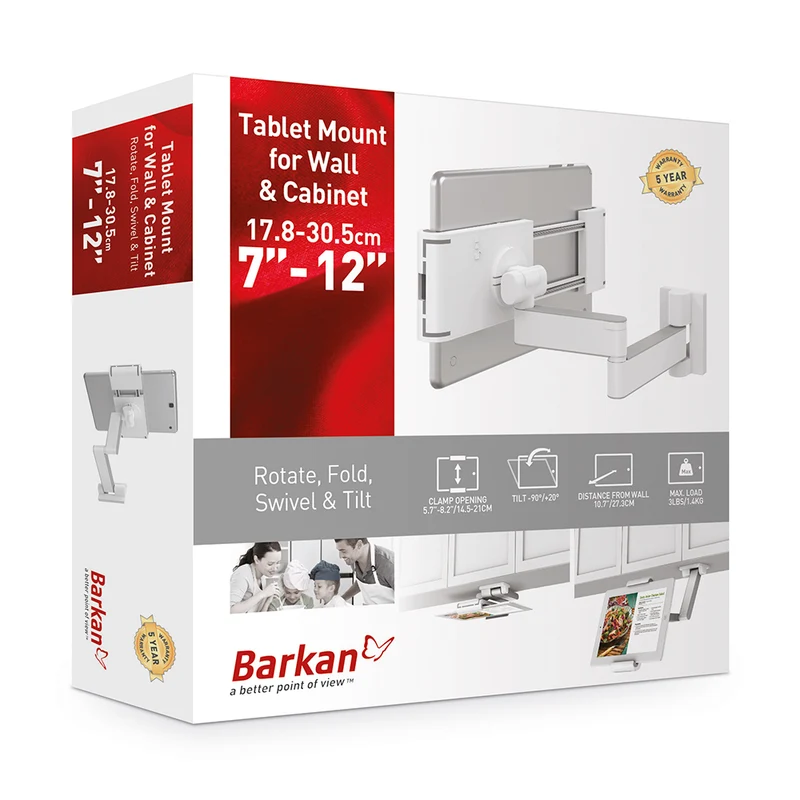 Barkan T54 7-12inch Tablet Mount for Wall and Cabinet Full Motion