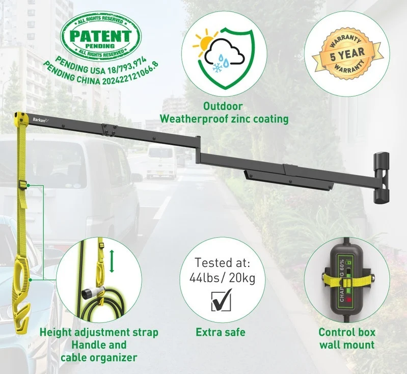 Barkan EV160WM2 160cm Protective EV Charging Cable Wall Arm