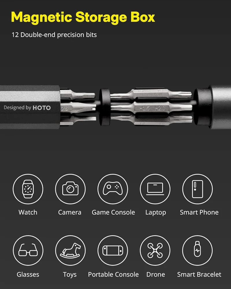 HOTO Manual Precision Screwdriver Pen Pocket Tool (Black)