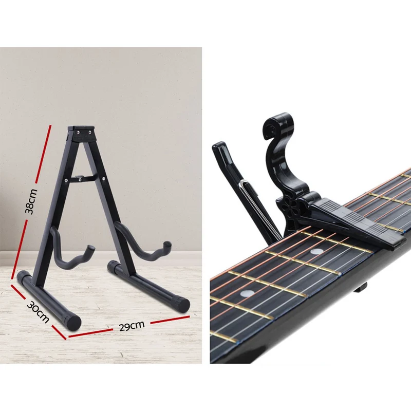 Alpha 34" Classical Guitar Wooden Body Nylon String with Stand Beginner Red