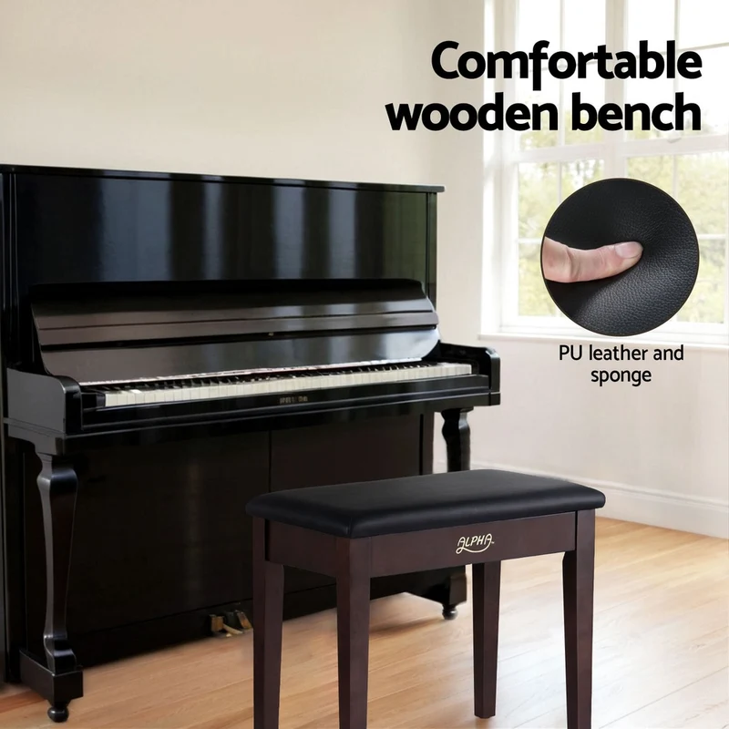 Alpha Piano Bench Stool with Storage Wooden PU Leather