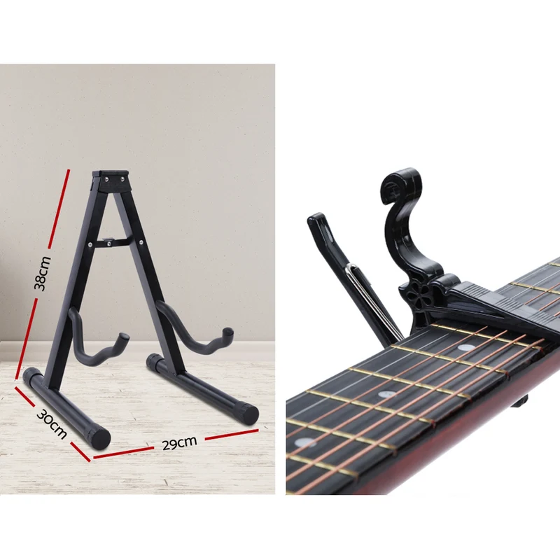 Alpha 38" Acoustic Guitar Wooden Body Steel String with Stand Left Handed