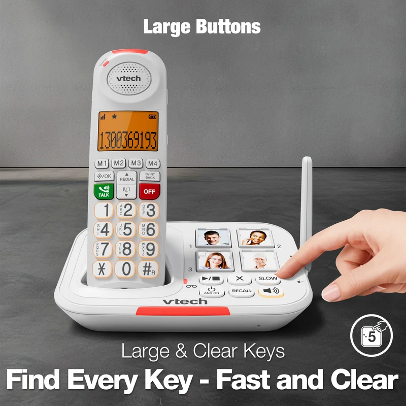 VTech 25450 CareLine DECT6.0 Cordless Phone with VSMART - White