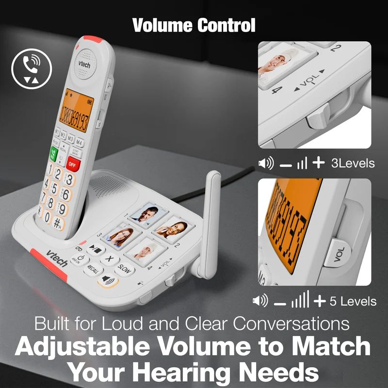 VTech 25450 CareLine DECT6.0 Cordless Phone with VSMART - White