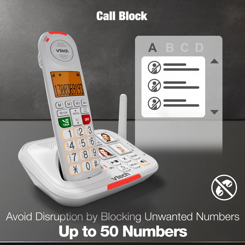 VTech 25450 CareLine DECT6.0 Cordless Phone with VSMART - White