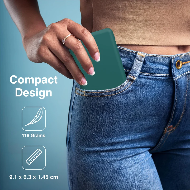 Laser 5000mAh Compact Portable Power Bank (Deep Green)