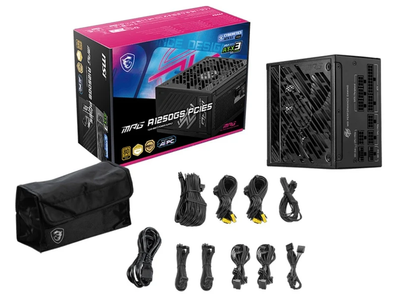 MSI 1250W MPG A1250GS PCIE5 80+ Gold Fully Modular PCIE 5.1 ATX 3.1 Power Supply (MPG A1250GS PCIE5)