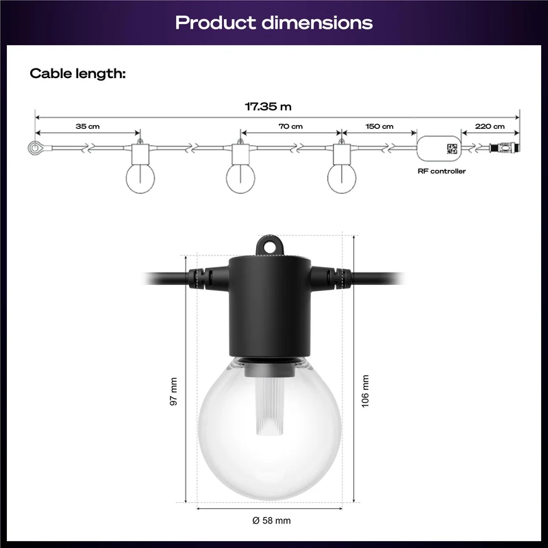 Philips Hue Festavia Hue 20 Bulb Globe String Lights (14m)