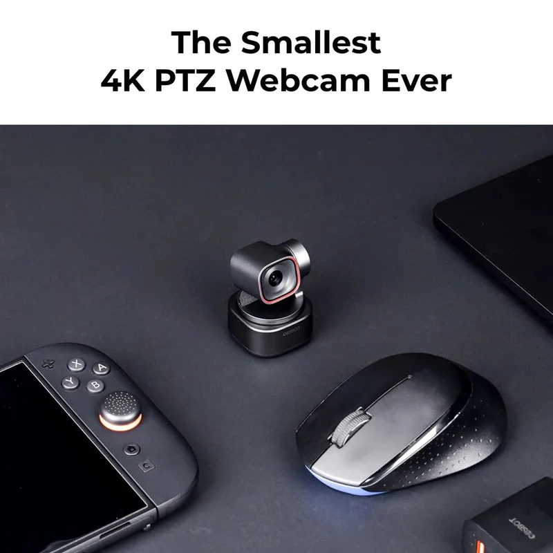 OBSBOT Tiny 3 AI-Powered Spatial Audio 4K PTZ Webcam with VOX SE Mic Combo - Black