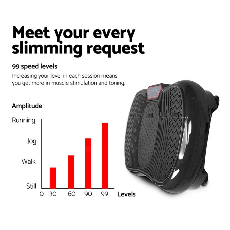 Everfit Vibration Machine Platform Vibrator Resistance Rope Home Fitness (Black)