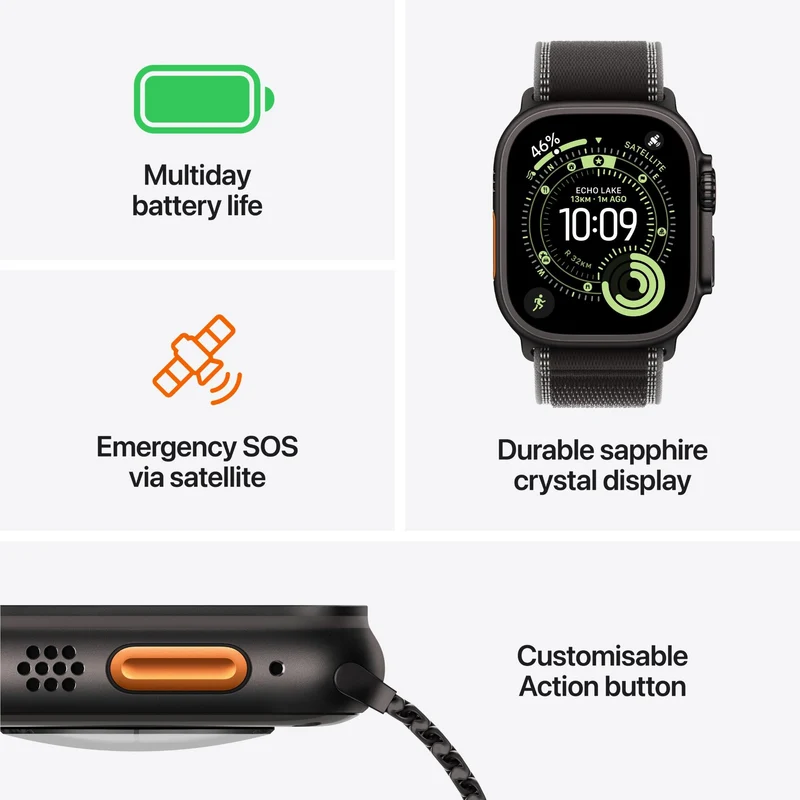 Apple Watch Ultra 3 49mm Black Titanium Case GPS + Cellular Milanese Loop (Medium)