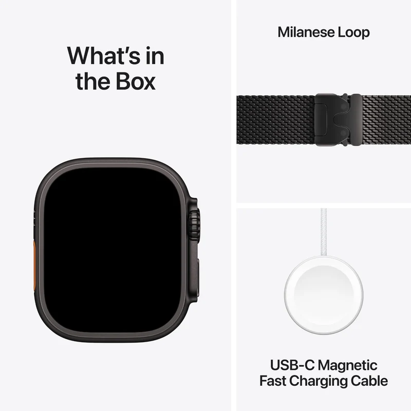 Apple Watch Ultra 3 49mm Black Titanium Case GPS + Cellular Milanese Loop (Medium)