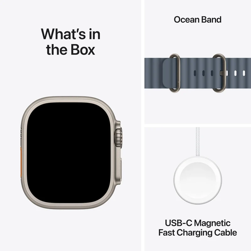 Apple Watch Ultra 3 49mm Natural Titanium Case GPS + Cellular Ocean Band (Anchor Blue)