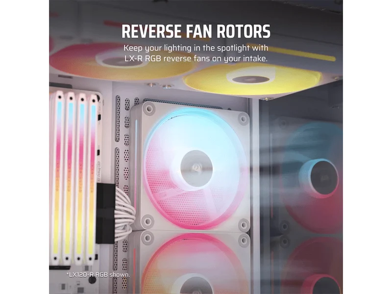 Corsair LX140-R RGB White 140mm PWM Reverse Fan - 2 Pack (CO-9051056-WW)