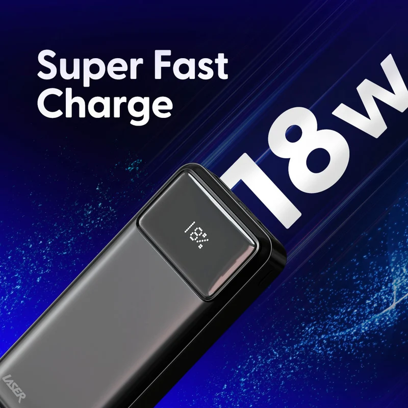 Laser 20000mAh Powerbank 18W PD with LED Indicator (Black)