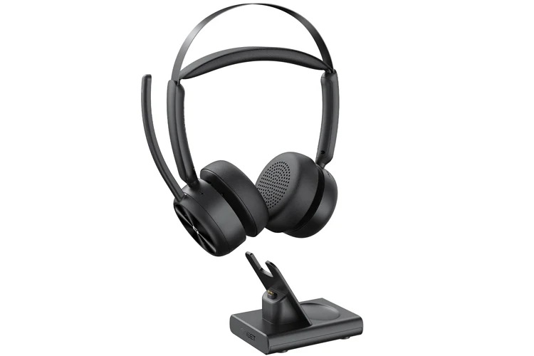 eMeet GeniusCall HS80 Wireless On-Ear Headset with Charging Base