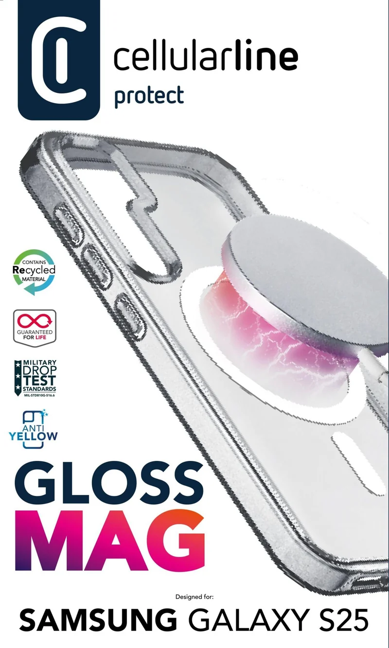 Cellularline Gloss Mag Hülle S25, MagSafe, klar