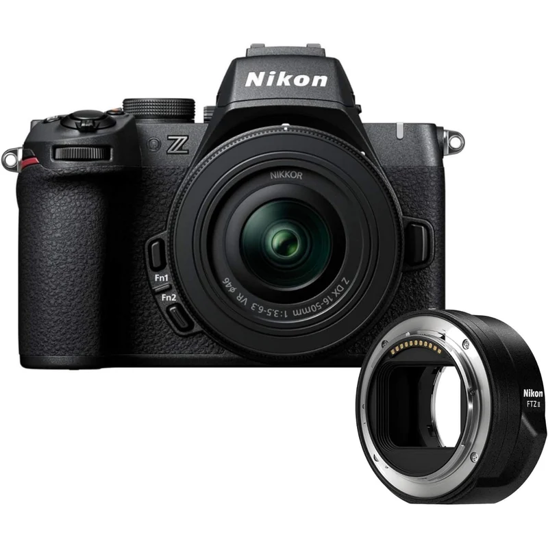 Nikon Z50 II 20.9 MP DX-Format Lightweight and Compact Mirrorless Camera with 16-50mm Lens Bundle with Nikon FTZ II Mount Adapter (2 Items)