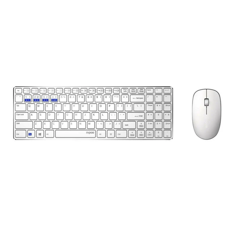 Rapoo 9300M kabelloses Tastatur-Maus Set, Weiß, DE-Layout